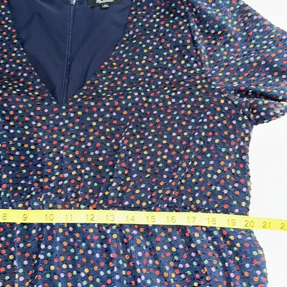 Madewell Flutter-Sleeve Ruffle-Hem Dress in Sugar Dot Navy Blue Size 14 - Picture 10 of 12
